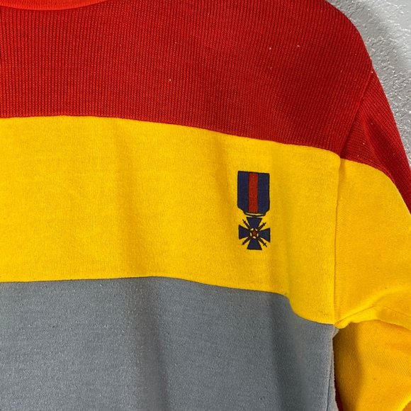 1980's Vintage Sweatshirt Red Yellow Grey - Picture 2 of 3